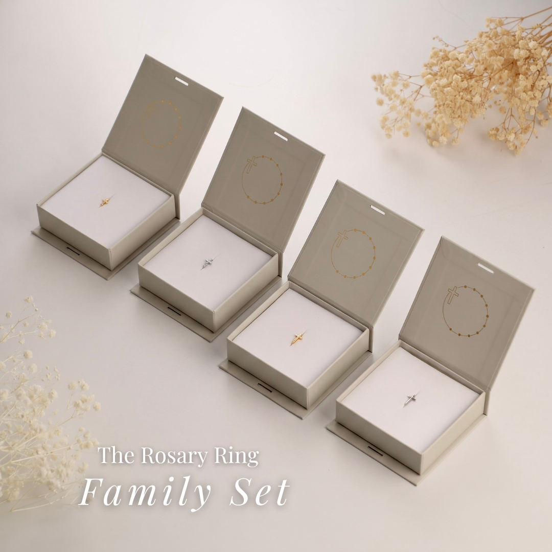 Family Set of 4 Rosary Ring (Choose Your Designs) FREE SHIPPING
