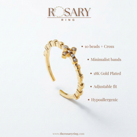 Crystal Gold Rosary Ring (Adjustable Size)