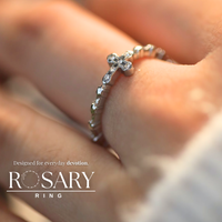Crystal Silver Rosary Ring (Adjustable Size)