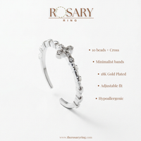 Crystal Silver Rosary Ring (Adjustable Size)