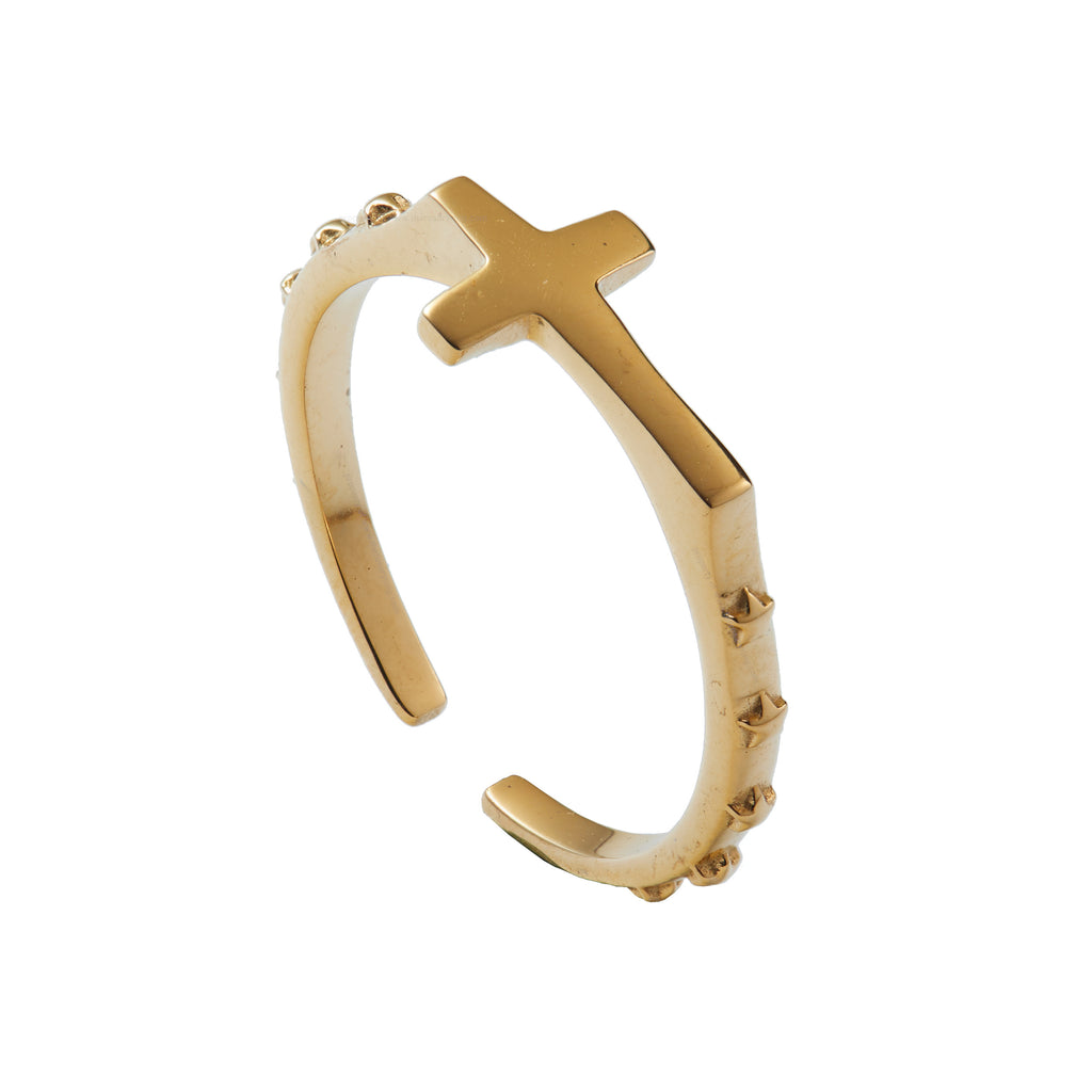Classic Gold Rosary Ring (Adjustable Size)