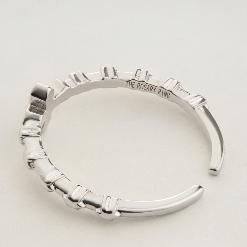 Classic Silver Rosary Ring (Adjustable Size)