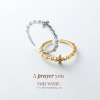 Crystal Silver Rosary Ring (Adjustable Size)